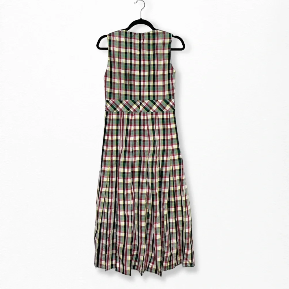 NWT BURBERRY Aria Achni Pleat Detail Check Midi Dress Size 38 US 4 - Picture 11 of 16
